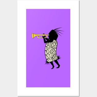 Cute Musician Playing Trumpet Posters and Art
